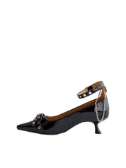 Ganni Eyelets Jewel Kitten Heel Pump Naplack