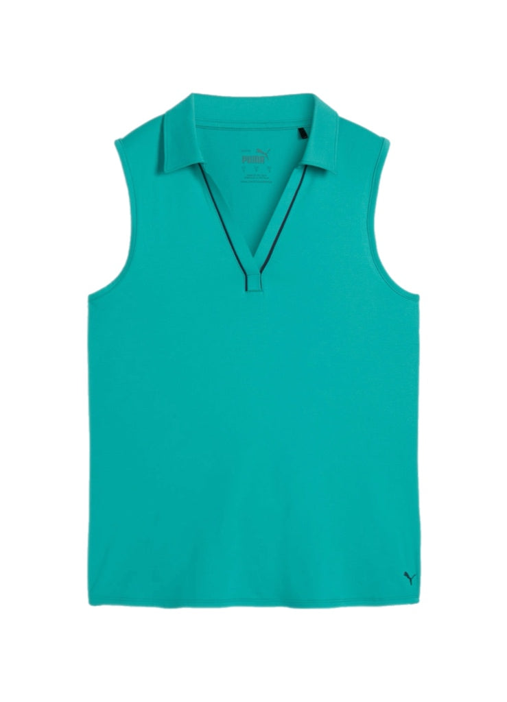 Puma Golf Women's Cloudspun Piped Sleeveless Polo – women's designer apparel