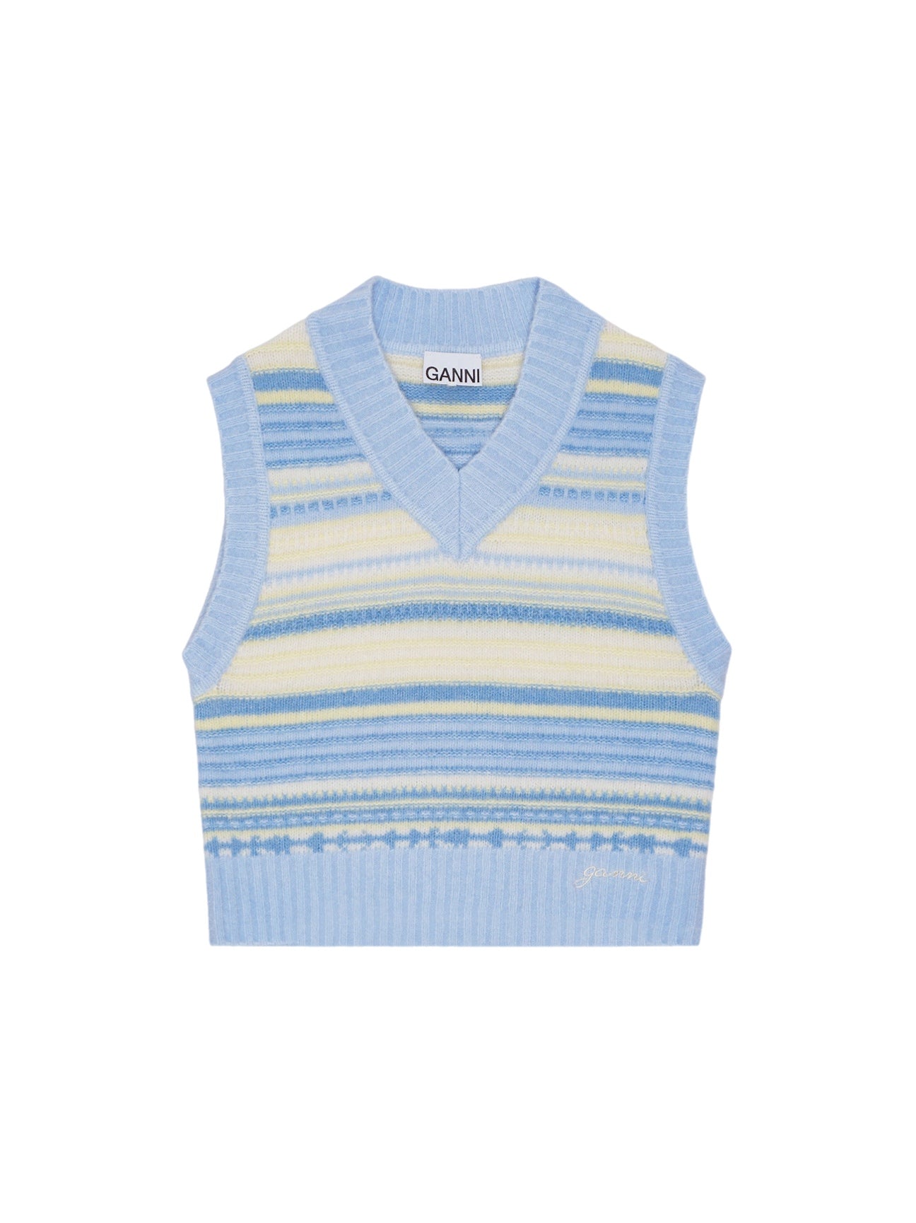 Ganni Soft Wool Stripe Vest – women's designer outerwear