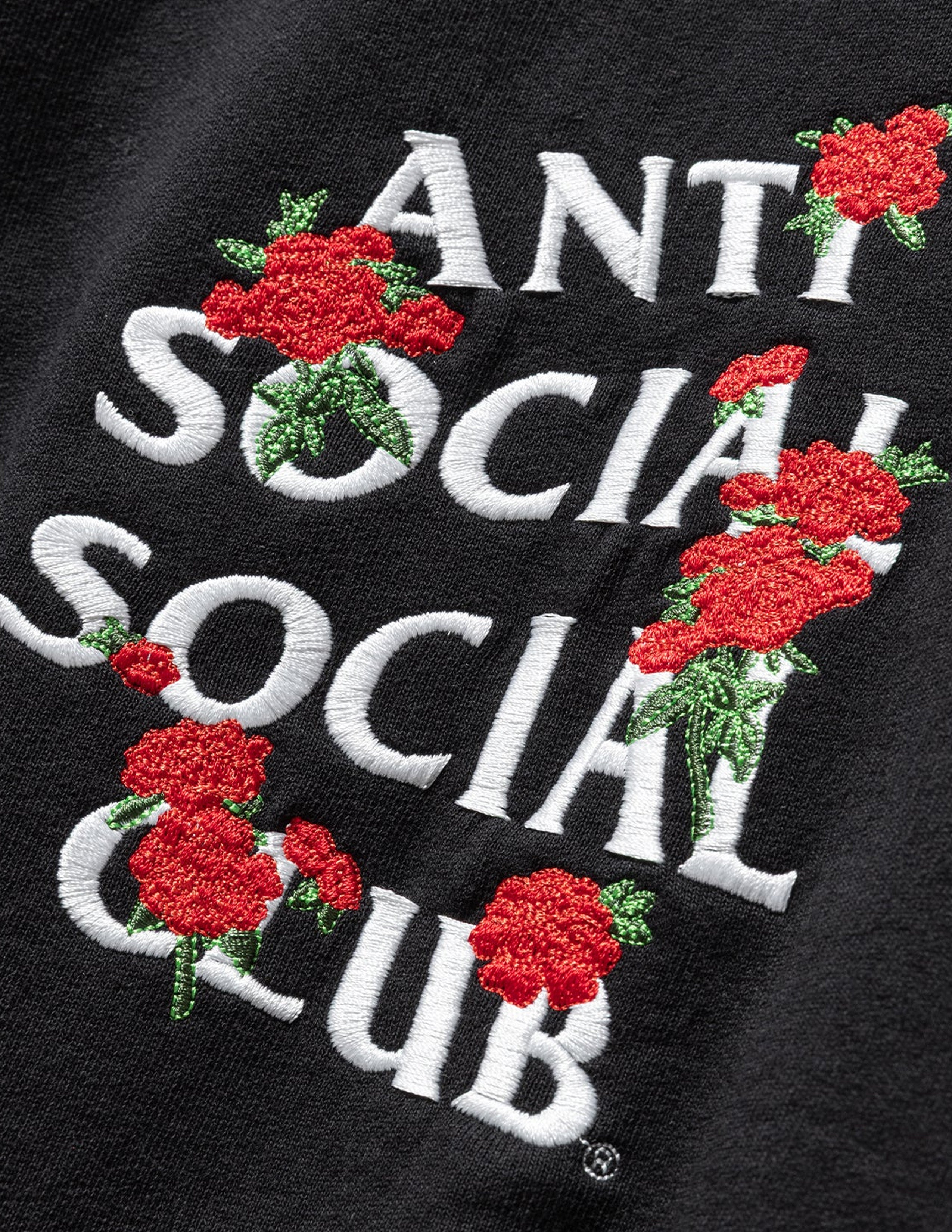 Anti Social Social Club Embroidered Rose Kkotch Hoodie ASSCFW26HD-ERKH