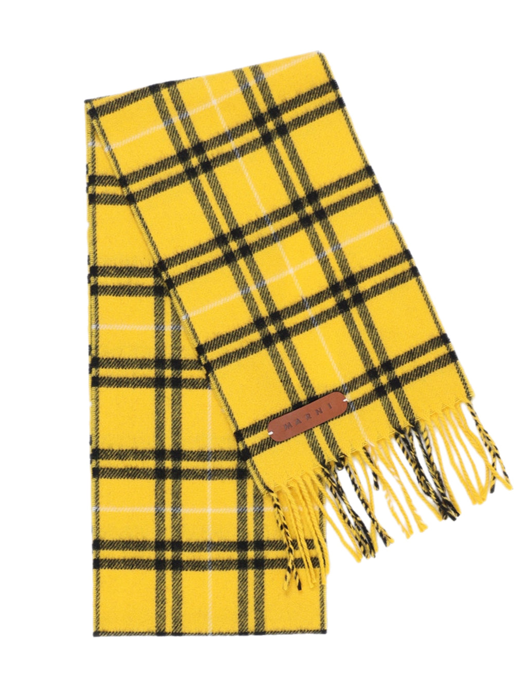 Yellow Checked Wool Scarf SCZC0051Q0