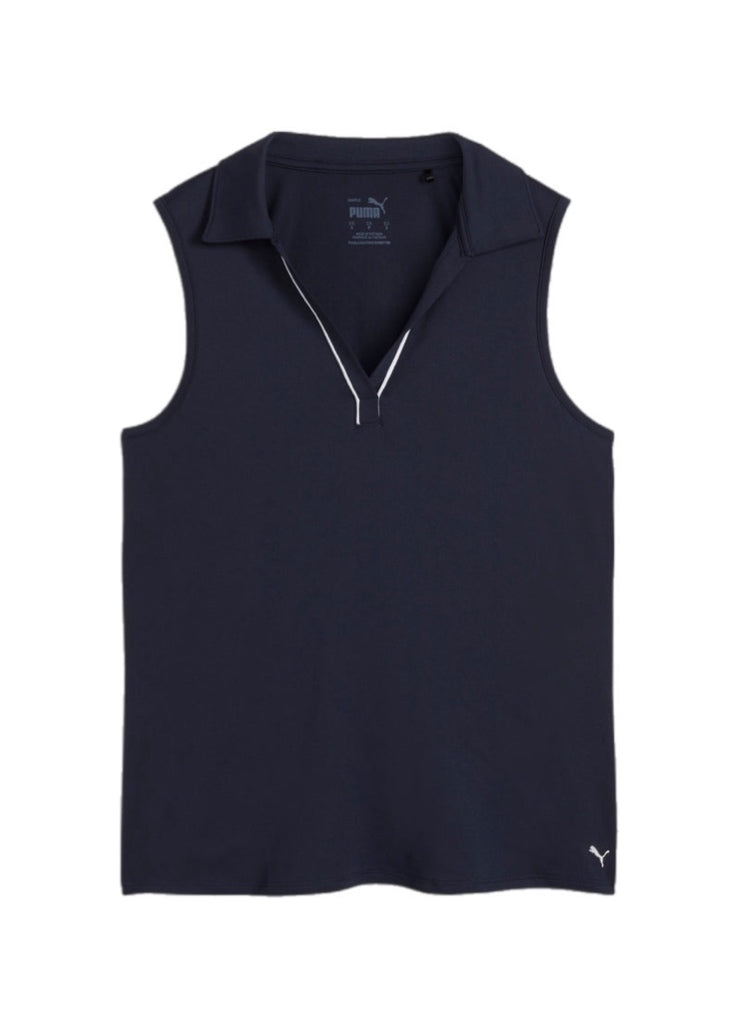 Puma Golf Women's Cloudspun Piped Sleeveless Polo – women's designer apparel