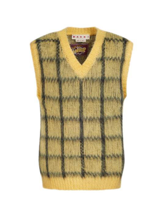 Brushed Check Fuzzy Wuzzy V-Neck Sweater CVMG0103Q1
