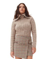 Ganni Alpaca Cotton Mix High Neck Sweater – women's designer knitwear (view 3)