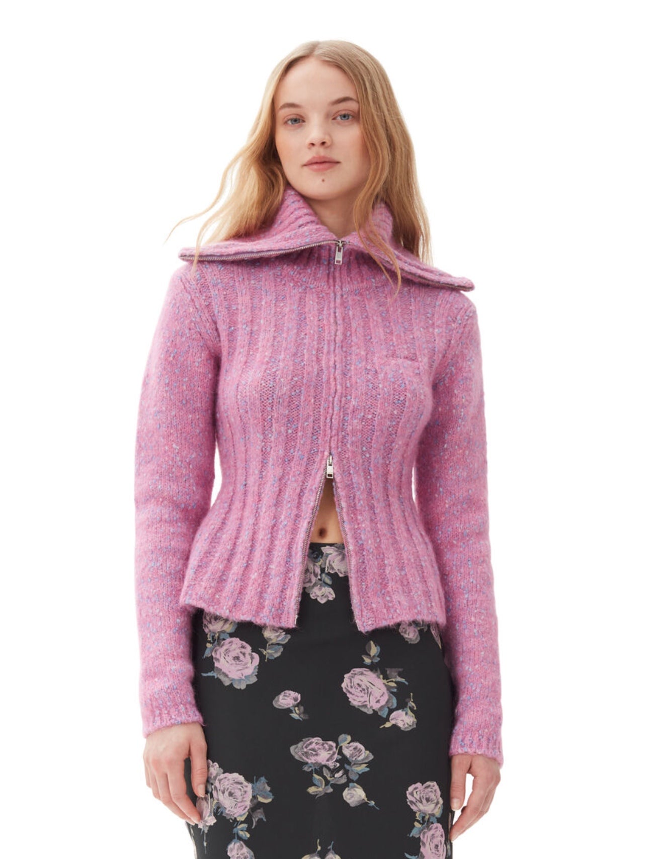 Ganni Alpaca Cotton Mix High Neck Sweater – women's designer knitwear (view 3)