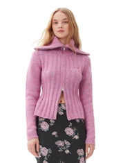 Ganni Alpaca Cotton Mix High Neck Sweater – women's designer knitwear (view 3)