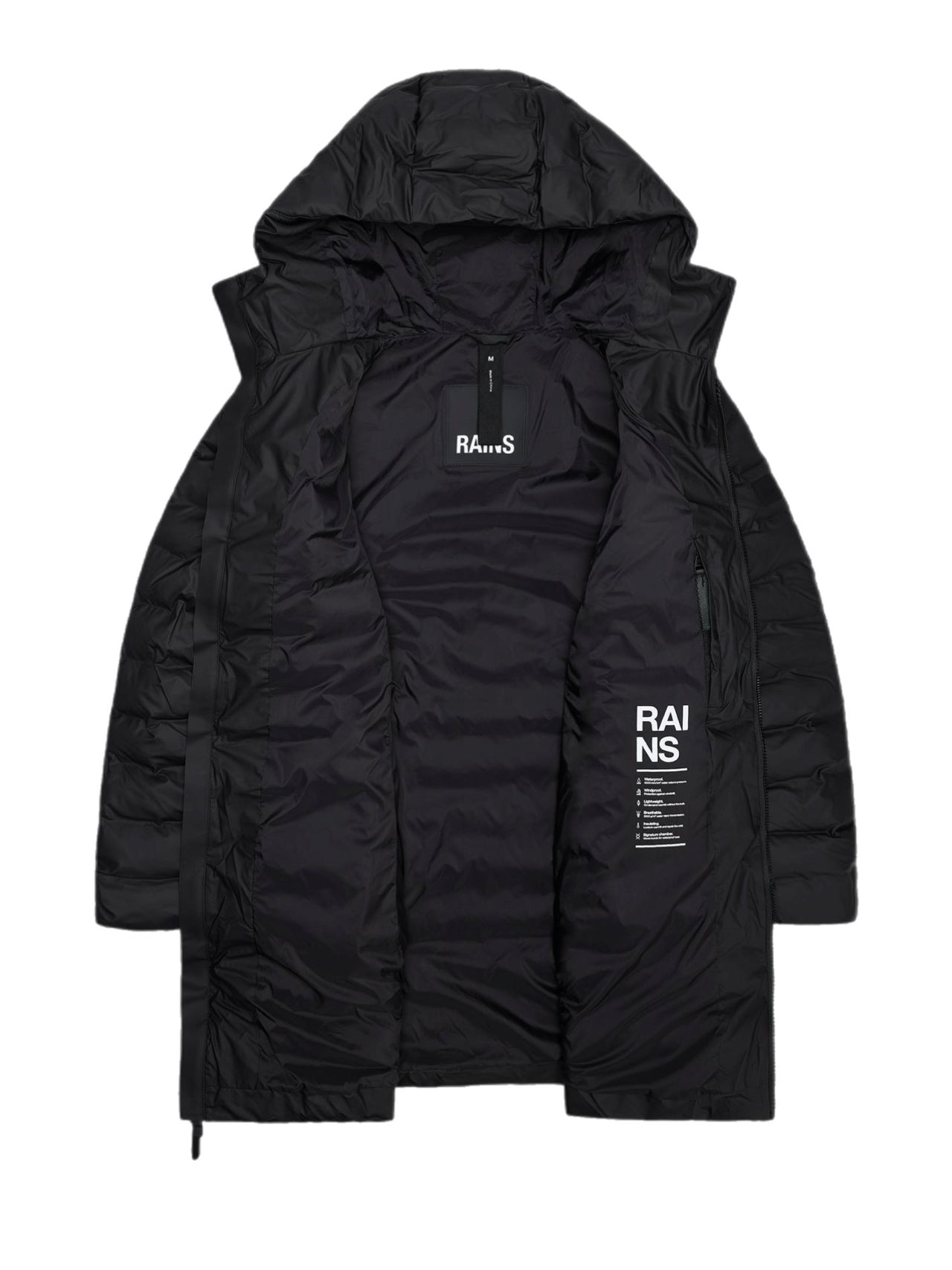 Rains Alta Long Puffer Cargo Jacket – men's designer outerwear (view 2)