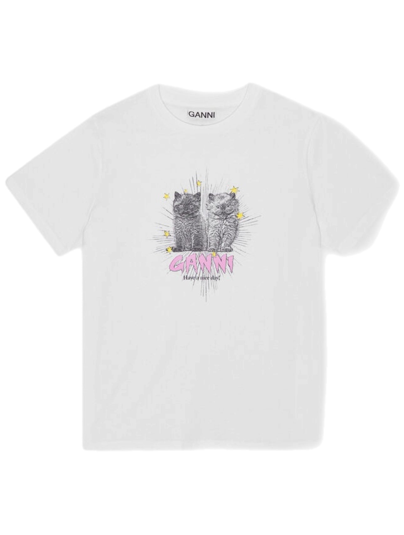 Ganni Basic Jersey Kittens Relaxed T-Shirt – women's designer apparel