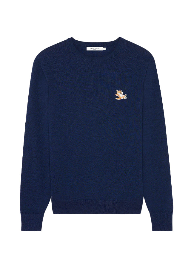 Maison Kitsune Chillax Fox Patch Classic R-Neck Jumper – men's designer clothing (view 3)