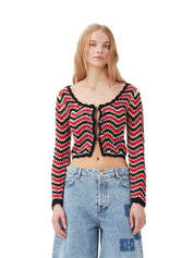 Ganni Cotton Crochet Cardigan – women's designer knitwear (view 3)