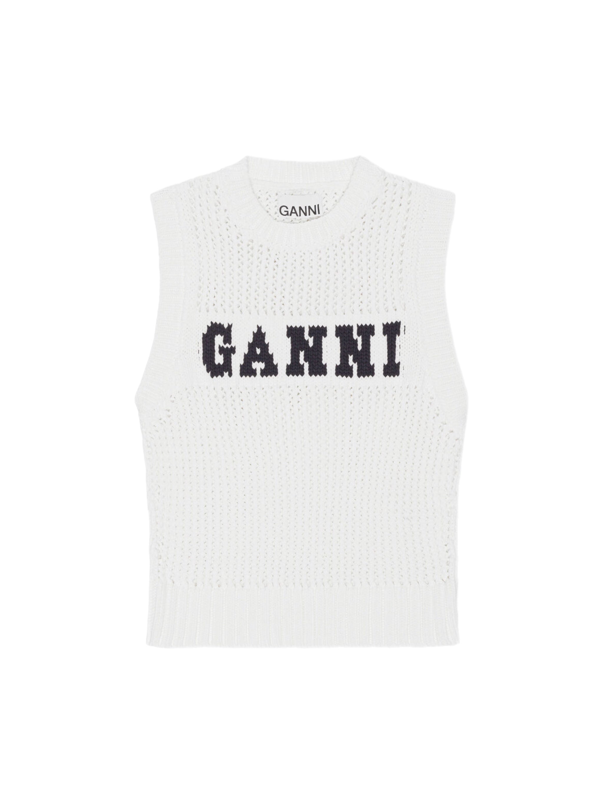 Ganni Cotton Rope Vest – women's designer outerwear