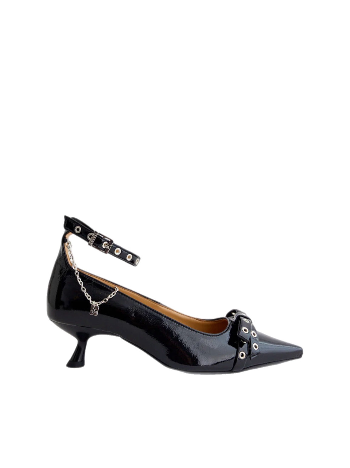 Ganni Eyelets Jewel Kitten Heel Pump Naplack – women's shoes