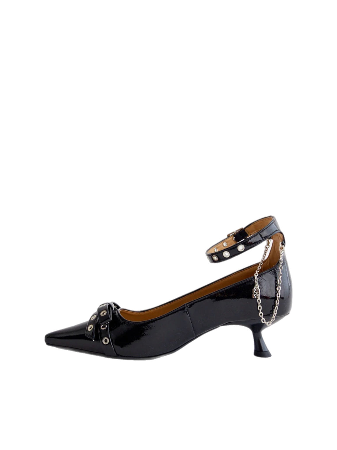 Ganni Eyelets Jewel Kitten Heel Pump Naplack – women's shoes (view 2)