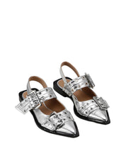 Ganni Feminine Buckle Ballerina Metallic – women's shoes (view 2)