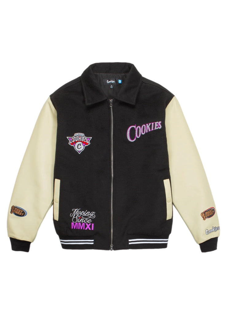 Cookies Full Clip Melton Wool Varsity Jacket – men's designer outerwear
