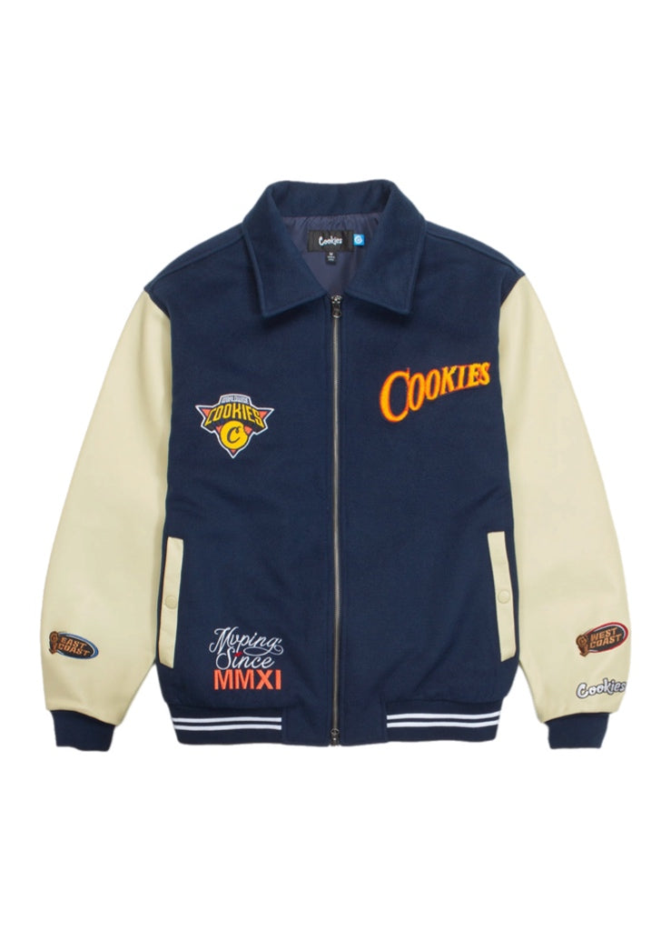 Cookies Full Clip Melton Wool Varsity Jacket – men's designer outerwear (view 2)