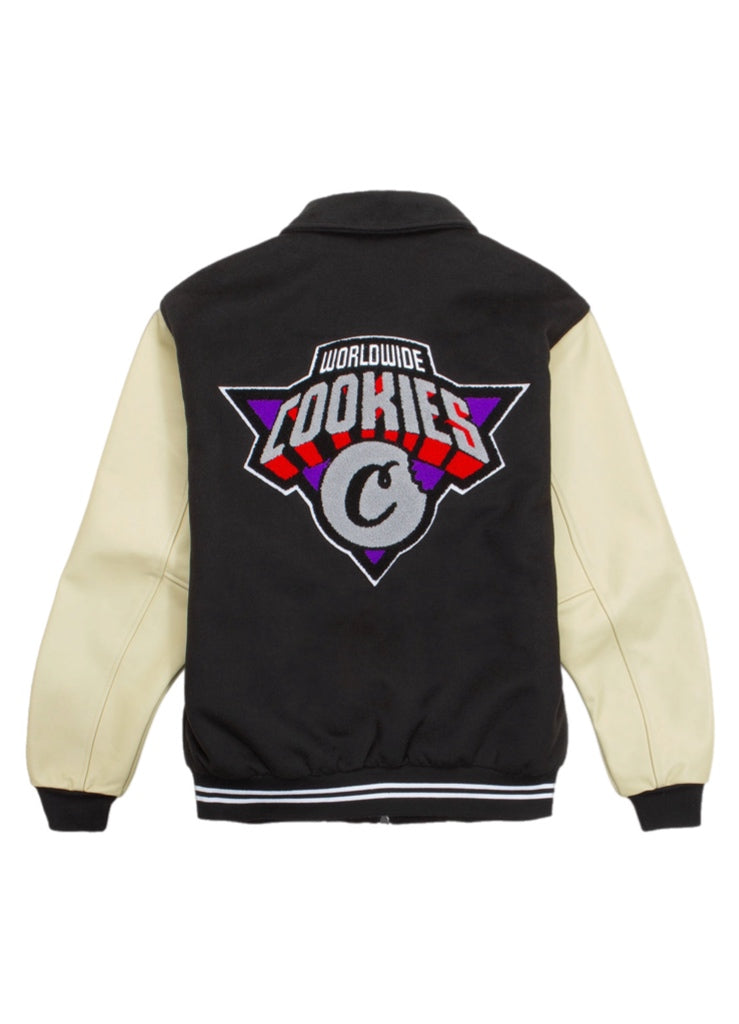 Cookies Full Clip Melton Wool Varsity Jacket – men's designer outerwear (view 3)