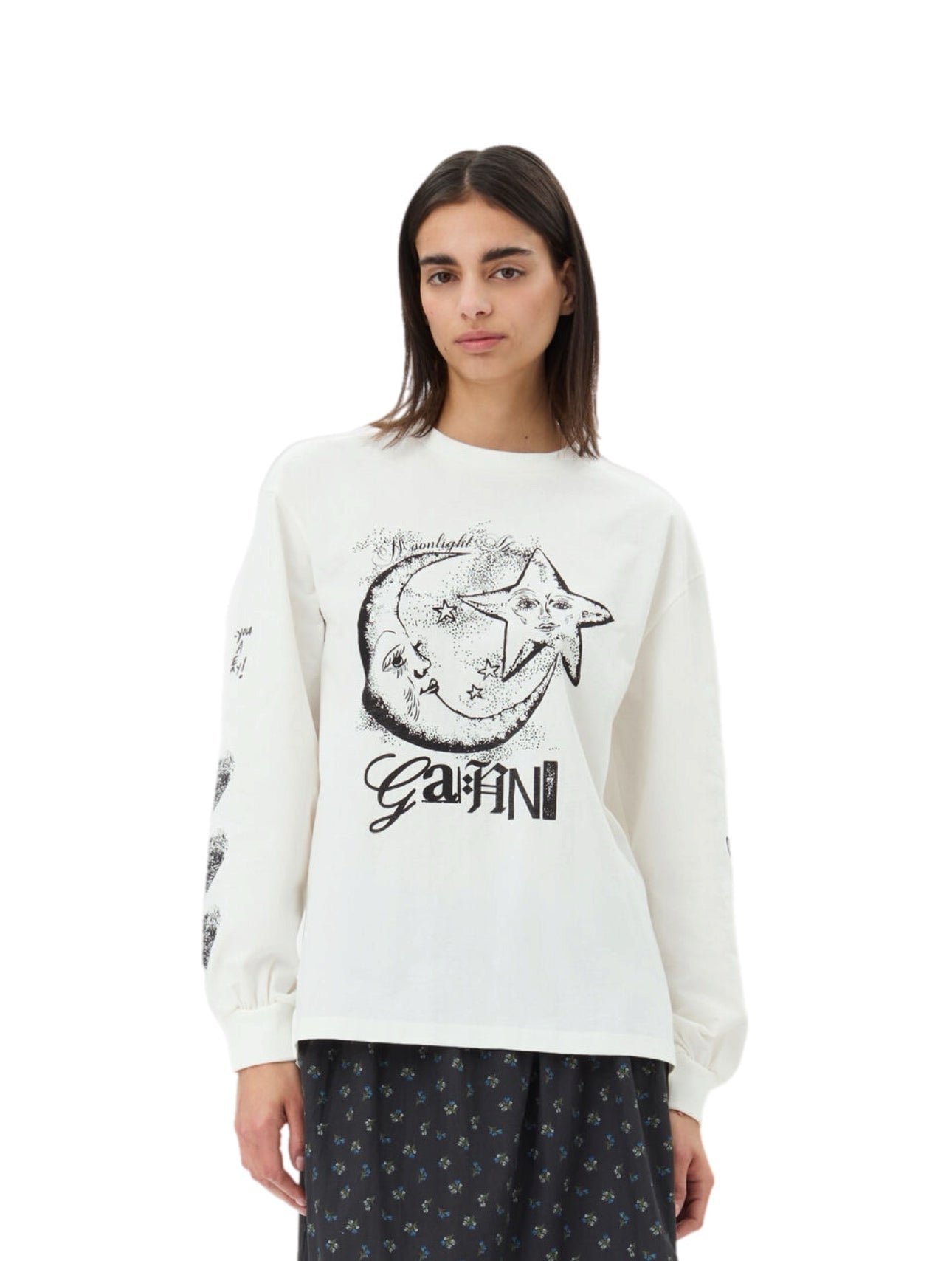 Ganni Future Heavy Jersey Moon Long Sleeve T-Shirt – women's designer apparel (view 3)