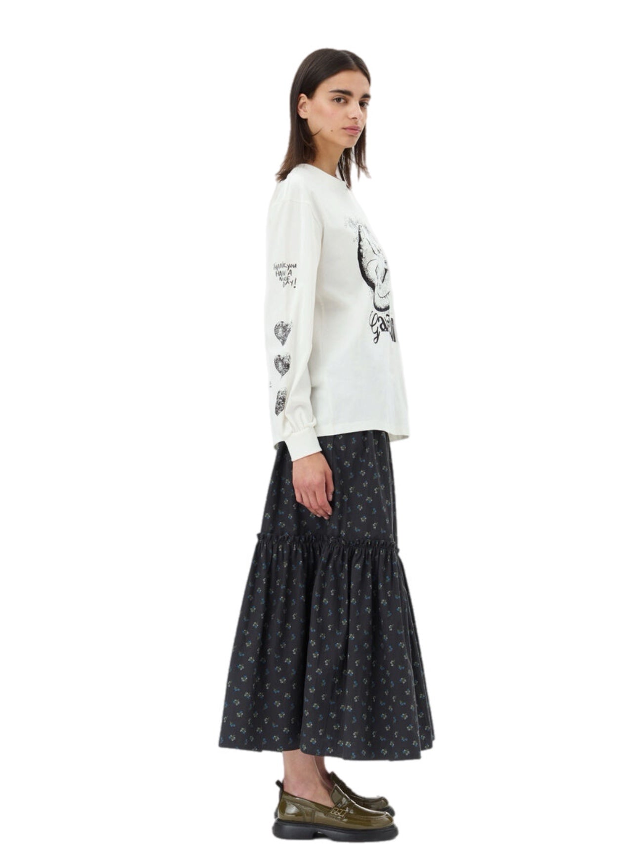 Ganni Future Heavy Jersey Moon Long Sleeve T-Shirt – women's designer apparel (view 4)
