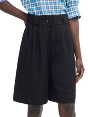 Ganni Drapey Structure Belt Wide Shorts – women's designer trousers (view 2)