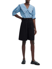 Ganni Drapey Structure Belt Wide Shorts – women's designer trousers (view 3)