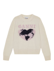 Ganni Graphic Soft Wool Mix O-Neck Knit – women's designer knitwear