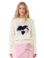 Ganni Graphic Soft Wool Mix O-Neck Knit – women's designer knitwear (view 3)
