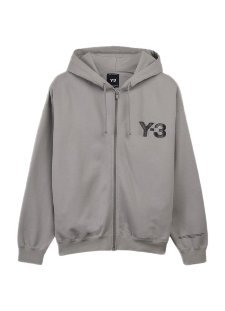 adidas Y-3 Logo Zip Hoodie – Charcoal Solid Grey – men's designer sweatshirts