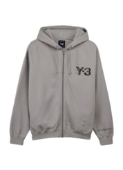 adidas Y-3 Logo Zip Hoodie – Charcoal Solid Grey – men's designer sweatshirts