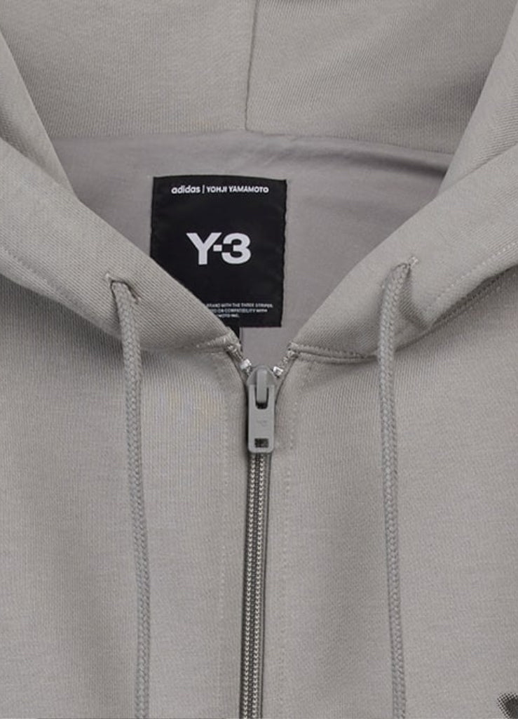 adidas Y-3 Logo Zip Hoodie – Charcoal Solid Grey – men's designer sweatshirts (view 3)