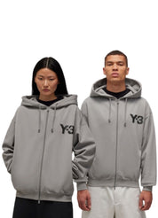 adidas Y-3 Logo Zip Hoodie – Charcoal Solid Grey – men's designer sweatshirts (view 5)