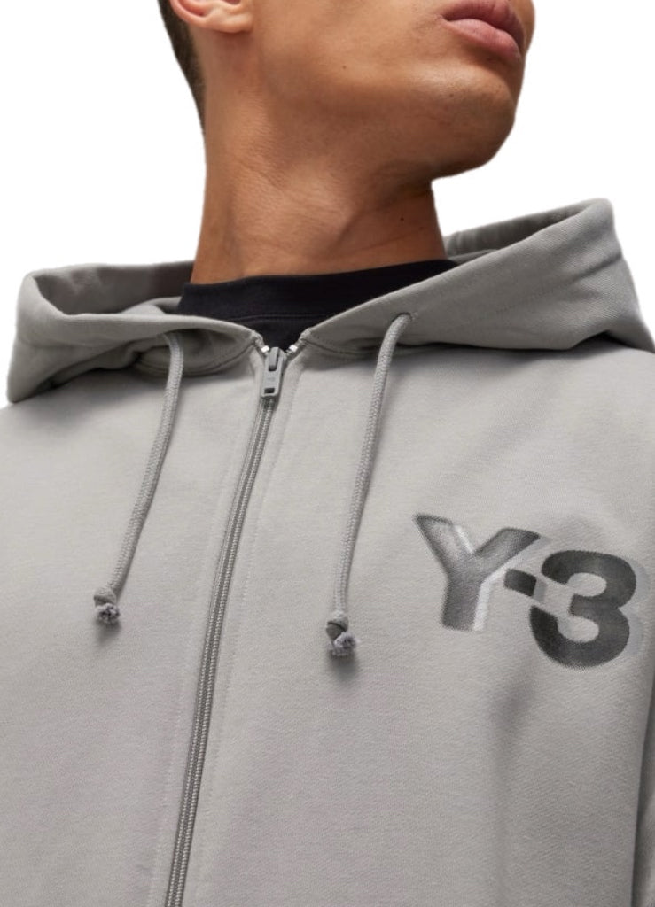 adidas Y-3 Logo Zip Hoodie – Charcoal Solid Grey – men's designer sweatshirts (view 7)