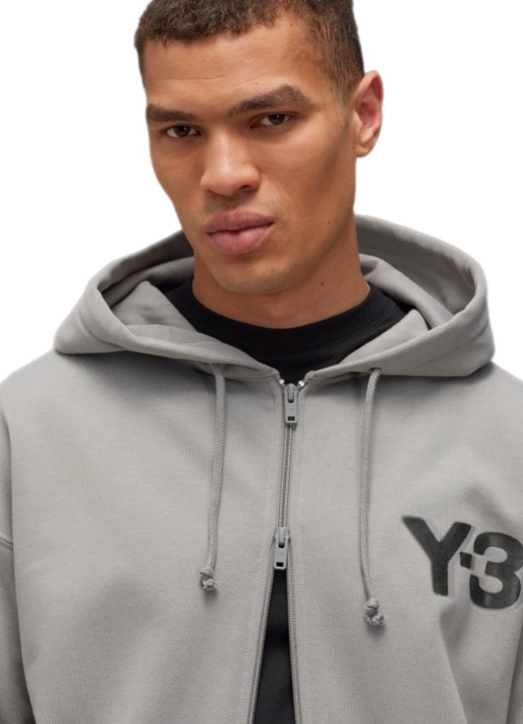 adidas Y-3 Logo Zip Hoodie – Charcoal Solid Grey – men's designer sweatshirts (view 8)