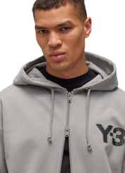 adidas Y-3 Logo Zip Hoodie – Charcoal Solid Grey – men's designer sweatshirts (view 8)
