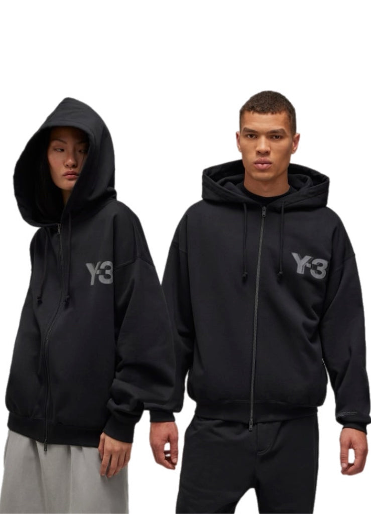 adidas Y-3 Logo Zip Hoodie – Black – men's designer sweatshirts (view 5)
