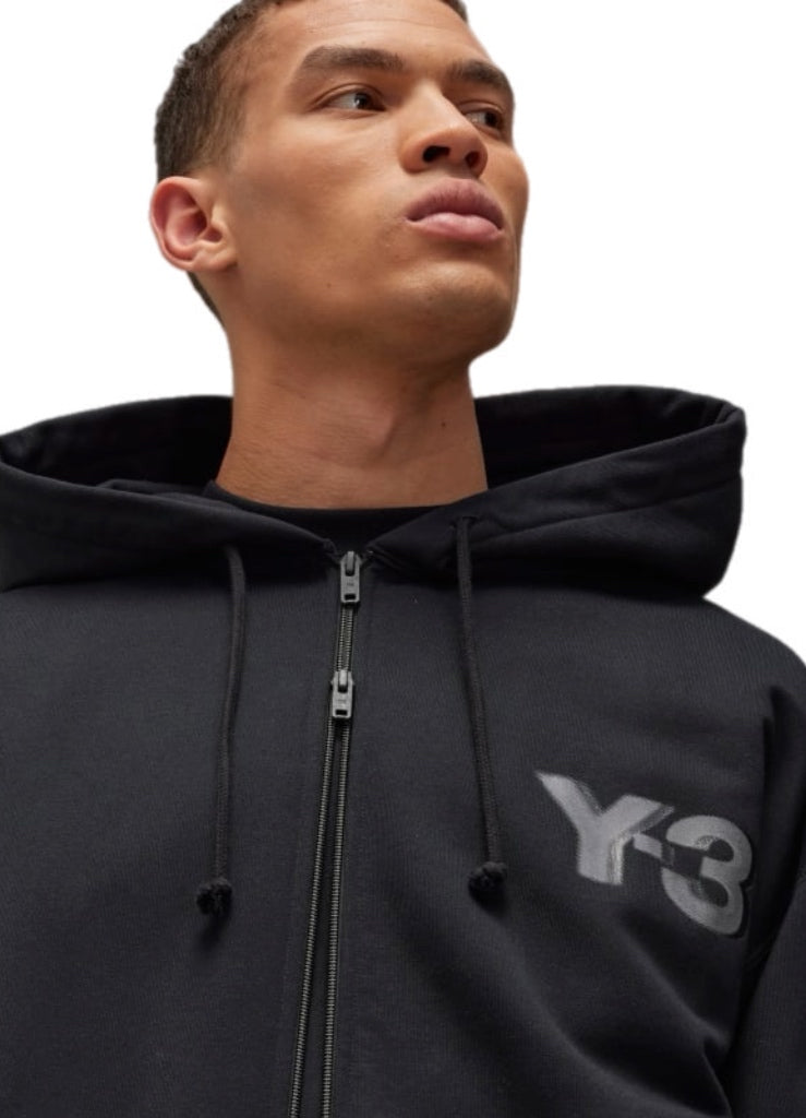 adidas Y-3 Logo Zip Hoodie – Black – men's designer sweatshirts (view 8)