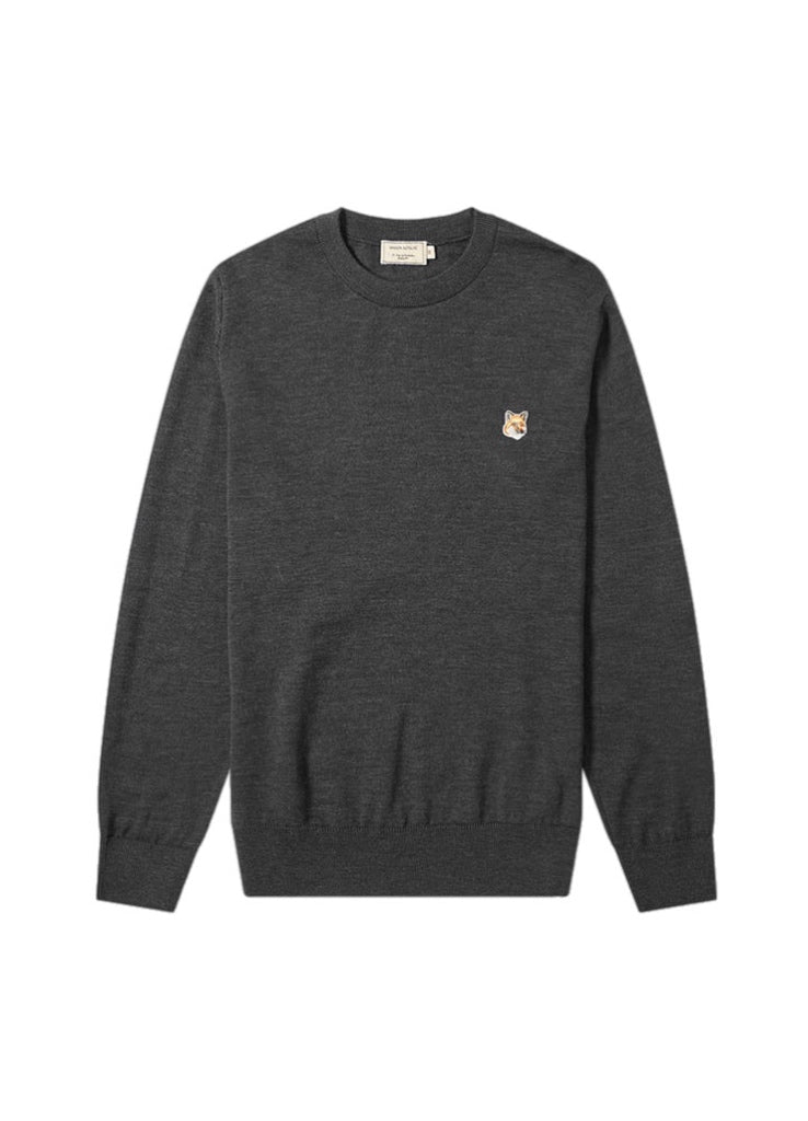 Maison Kitsuné Fox Head Patch Loose Round-Neck Sweater – women's designer knitwear