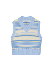 Ganni Soft Wool Stripe Vest – women's designer outerwear