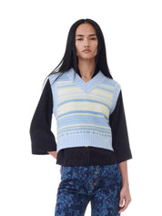 Ganni Soft Wool Stripe Vest – women's designer outerwear (view 3)