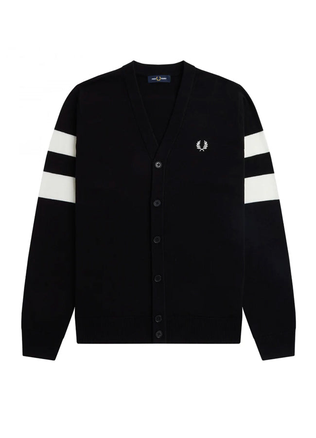 Fred Perry Tipped Sleeve Cardigan – men's designer knitwear