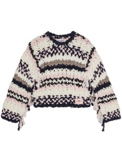Ganni Wool Roving Handknit Crewneck – women's designer knitwear