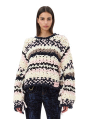 Ganni Wool Roving Handknit Crewneck – women's designer knitwear (view 3)