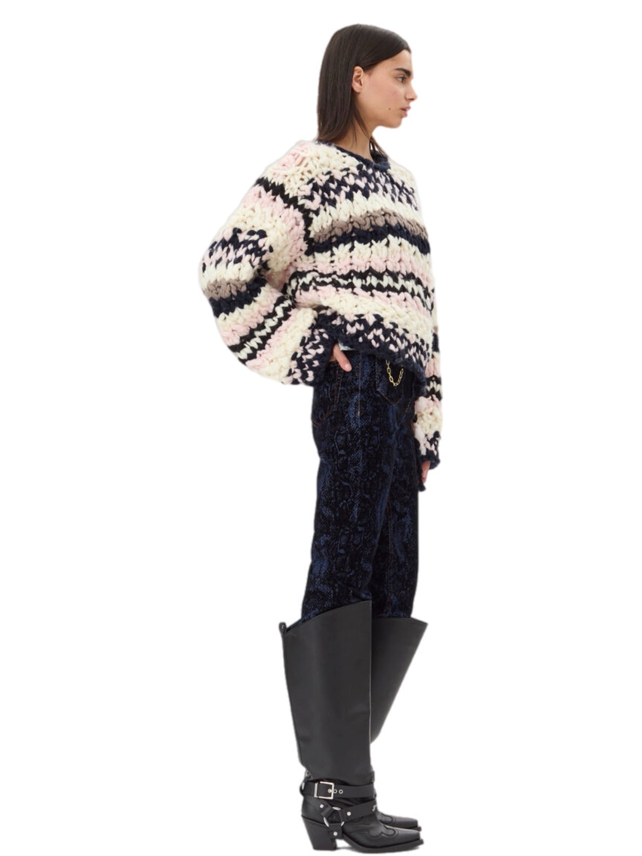 Ganni Wool Roving Handknit Crewneck – women's designer knitwear (view 6)
