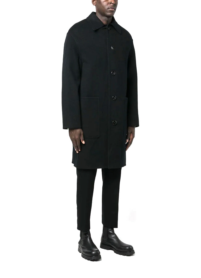 AMI Paris Double Face Mid-Length Coat With Patch Pockets – men's designer outerwear (view 2)