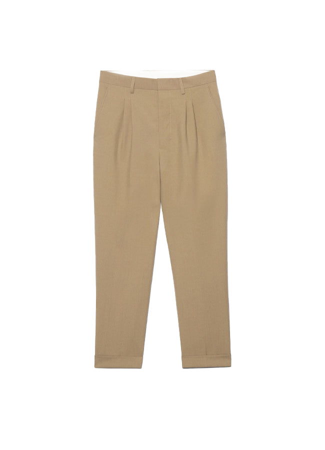 AMI Paris Carrot Fit Trousers With Hem And Pleats – men's designer trousers